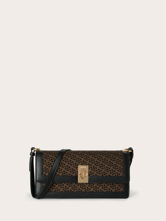 Heart pattern jacquard shoulder bag