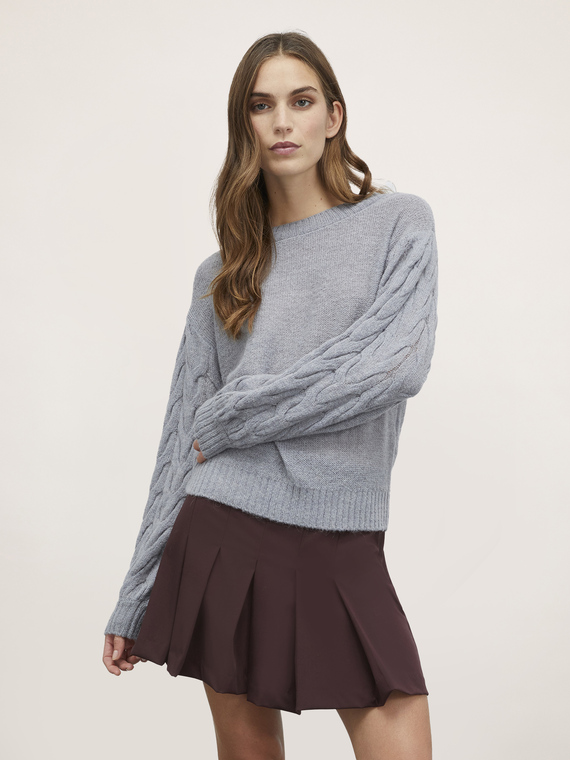 Sweater with oversize cable sleeves