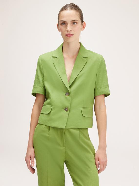 Linen blend short-sleeved jacket