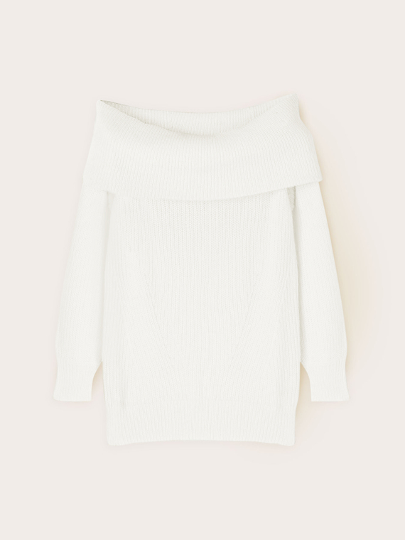 Maglia off-shoulder misto lana