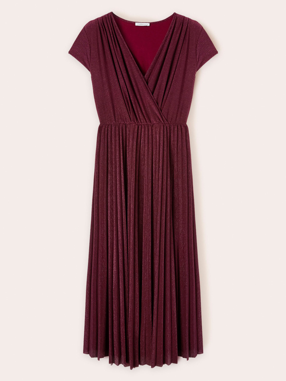 Midi lurex dress with pleated skirt