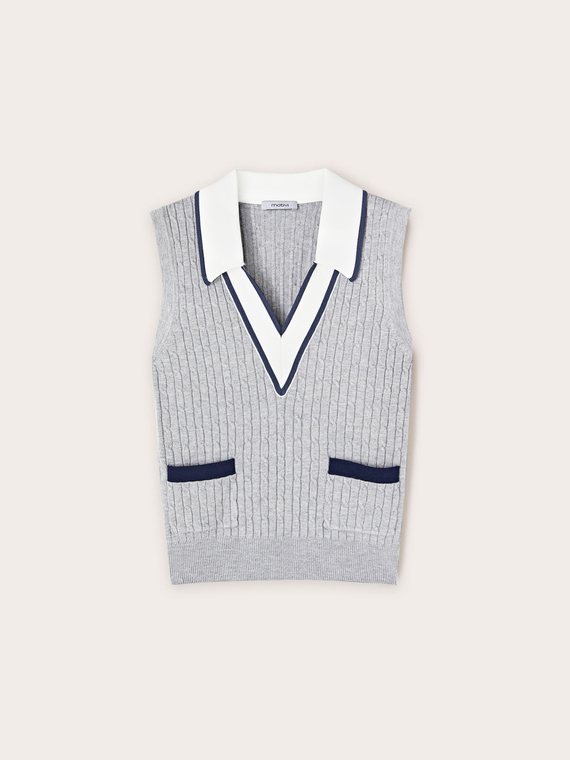 Knit waistcoat with collar