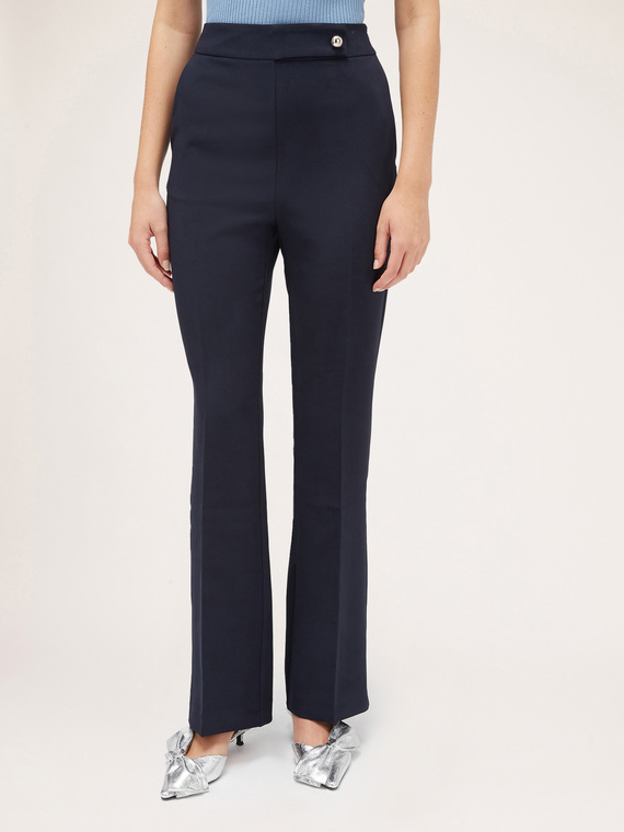 Crepe fabric flared trousers