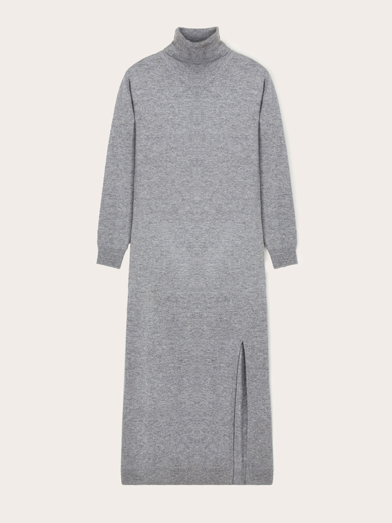 Long wool blend knit dress