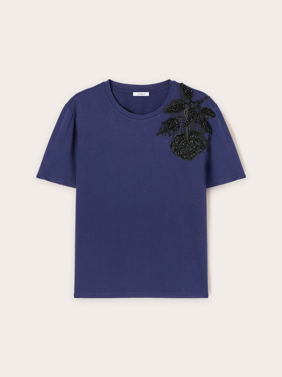 Cotton T-shirt with embroidered patch