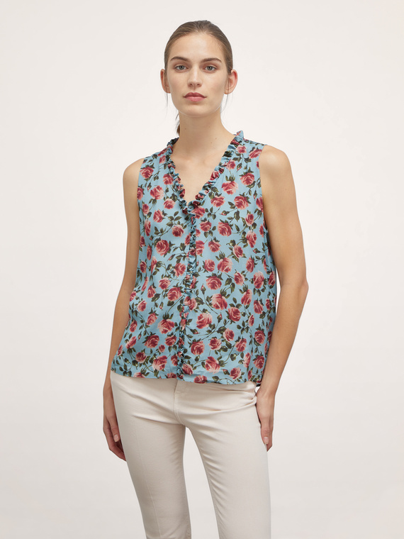 Top avec ruches à imprimé à fleurs