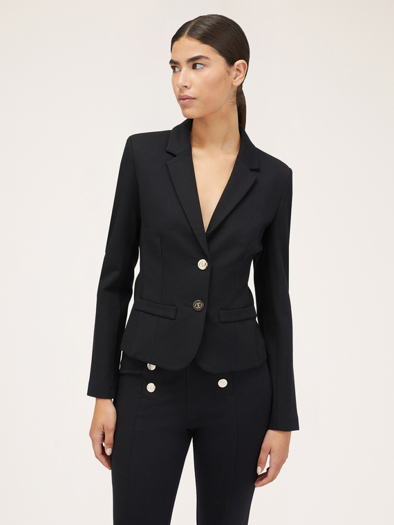 Milano knit fabric single-breasted jacket