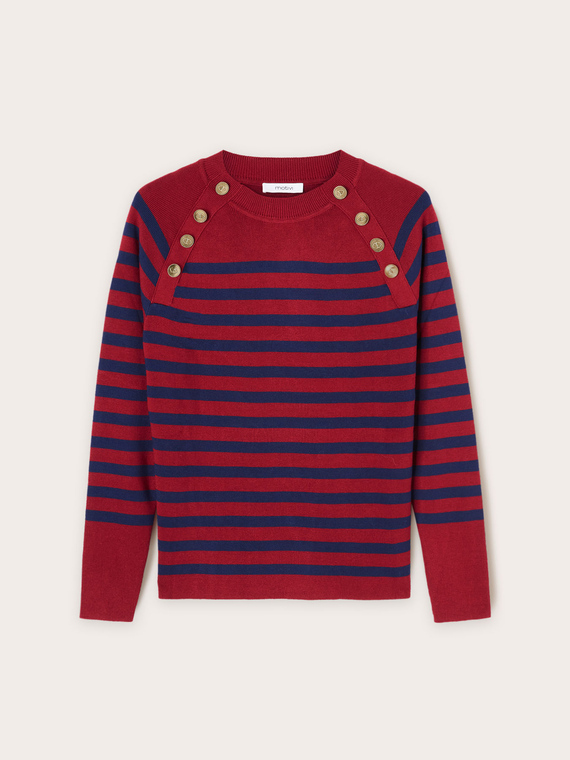 Striped button feature sweater