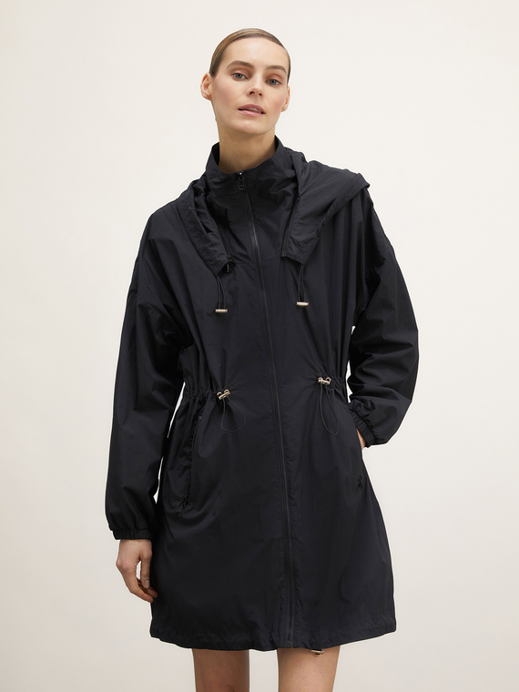 Nylon parka with detachable hood