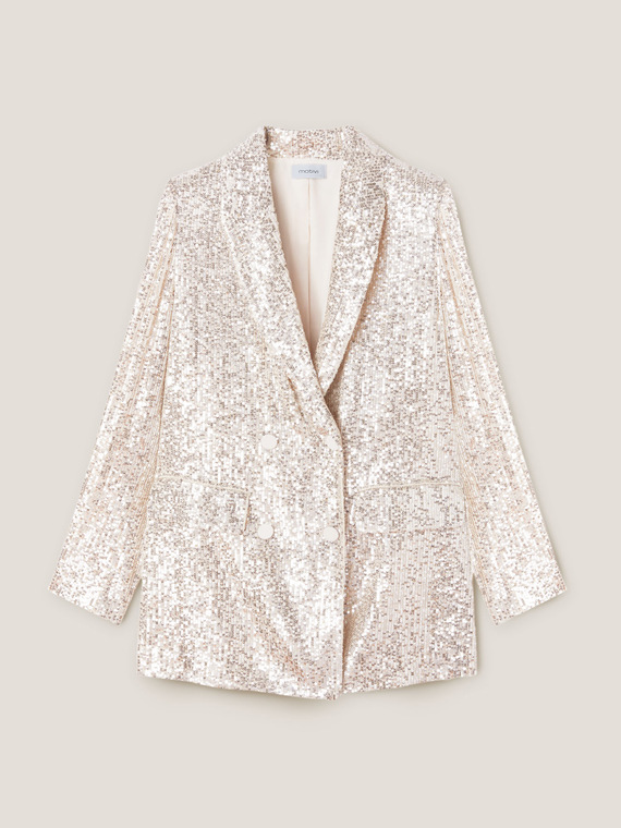 Blazer lungo doppiopetto full paillettes