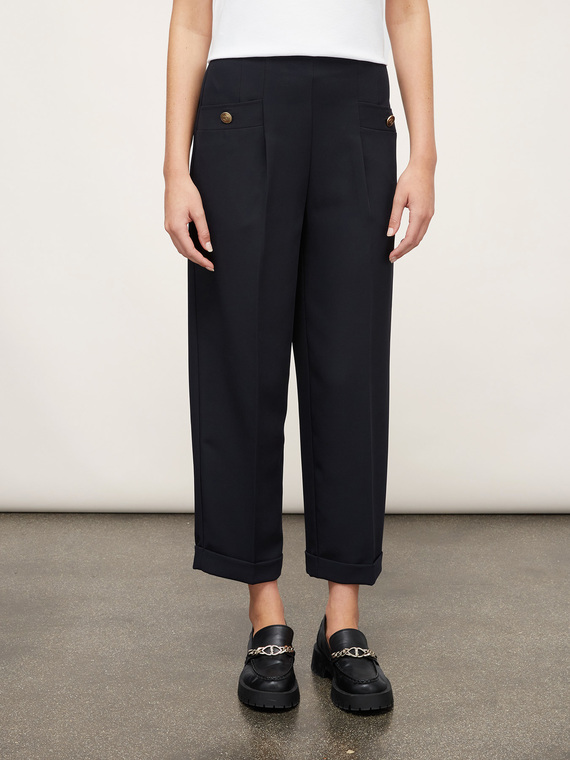 High-waisted trousers with turn-up