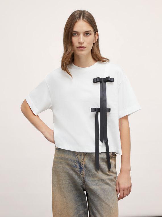 Boxy-T-Shirt mit Schleifen