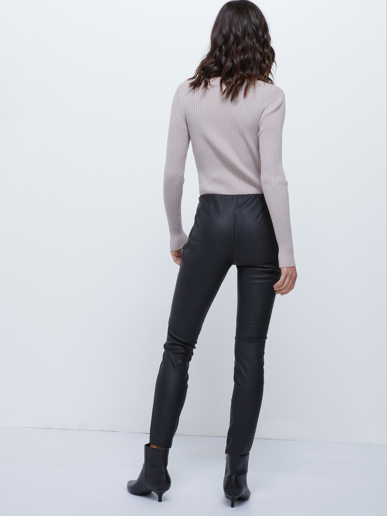 Missguided Agnes Faux Leather Zip Detail Skinny Trousers Black, $60 |  Missguided | Lookastic