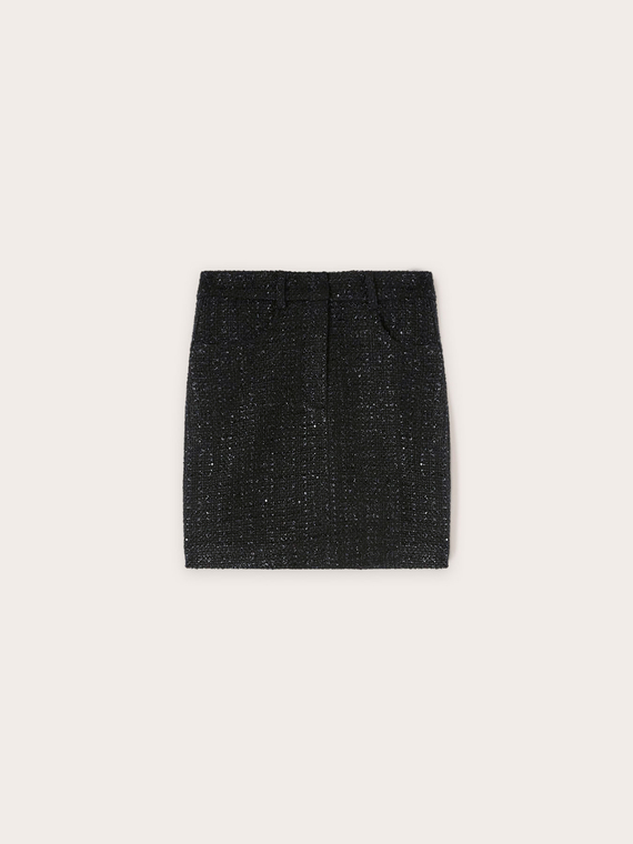 Short lurex blend tweed skirt