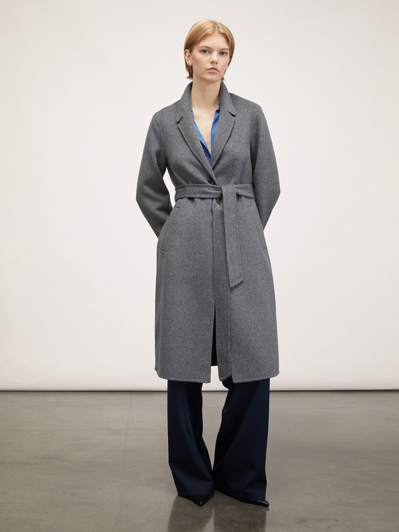 Single-breasted double cloth midi coat