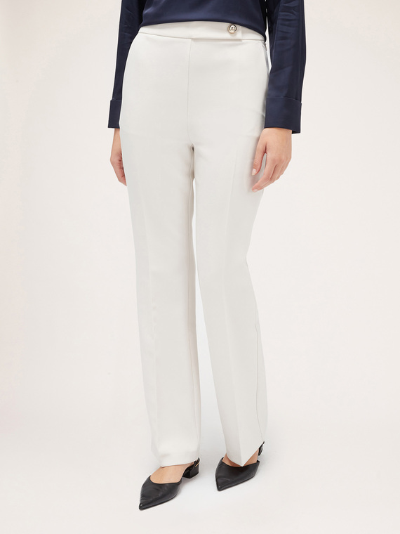 Crepe fabric flared trousers