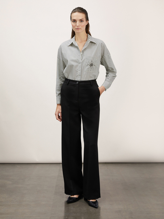 Palazzo trousers with ironed crease