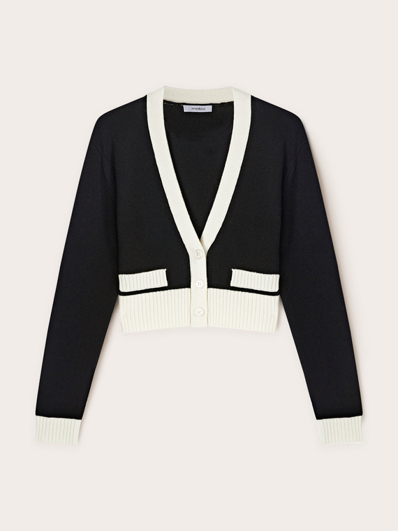 Two-tone short cardigan