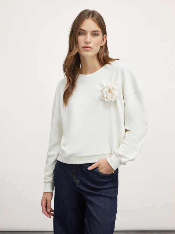 Cotton sweatshirt with flower