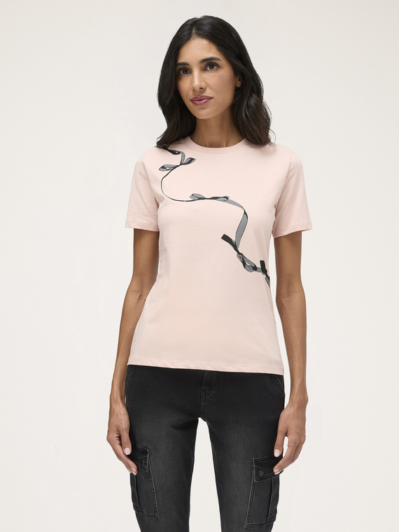 Boxy T-shirt with bow print