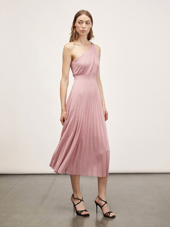 One-shoulder lurex jersey dress