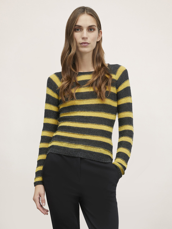 Wool blend jacquard striped sweater