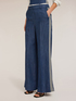 Pantaloni palazzo effetto denim con bande laterali image number 2