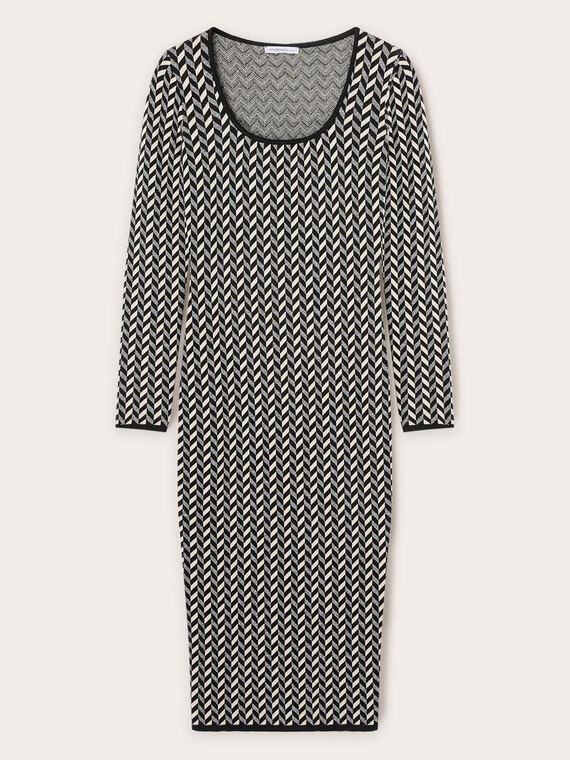 Lurex jacquard knit sheath dress