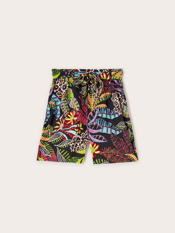 Fließende Shorts mit tropischem Muster