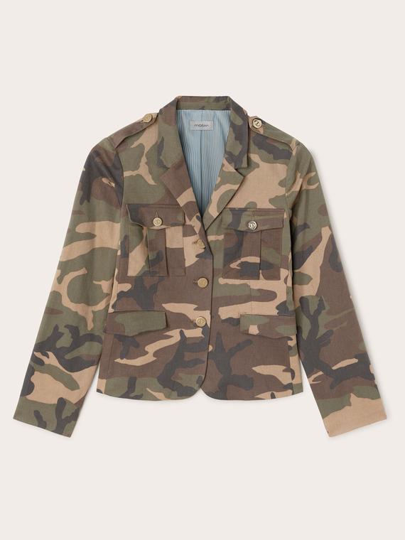 Camouflage patterned single-breasted jacket