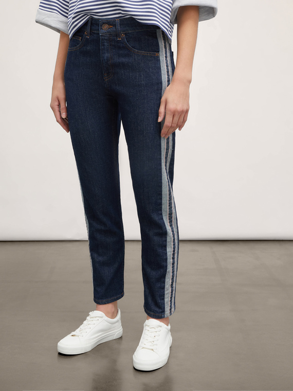 Jeans regular con bande laterali