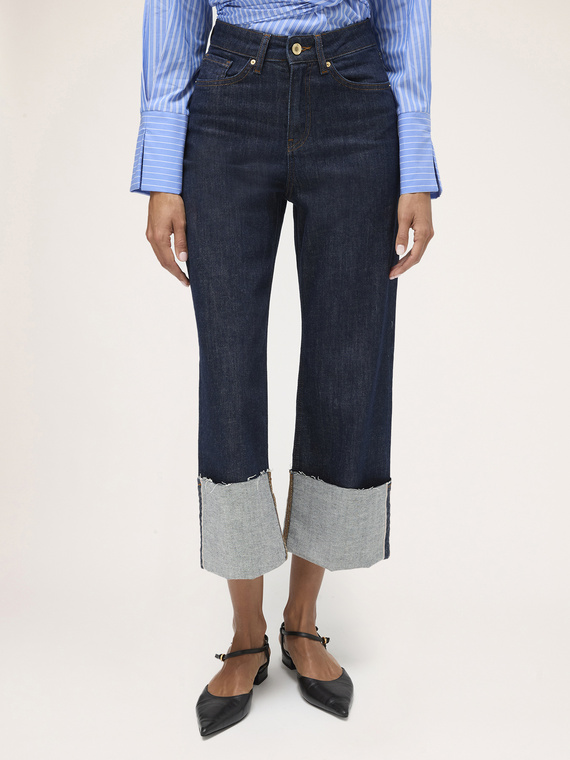 Cropped-Jeans mit Umschlag