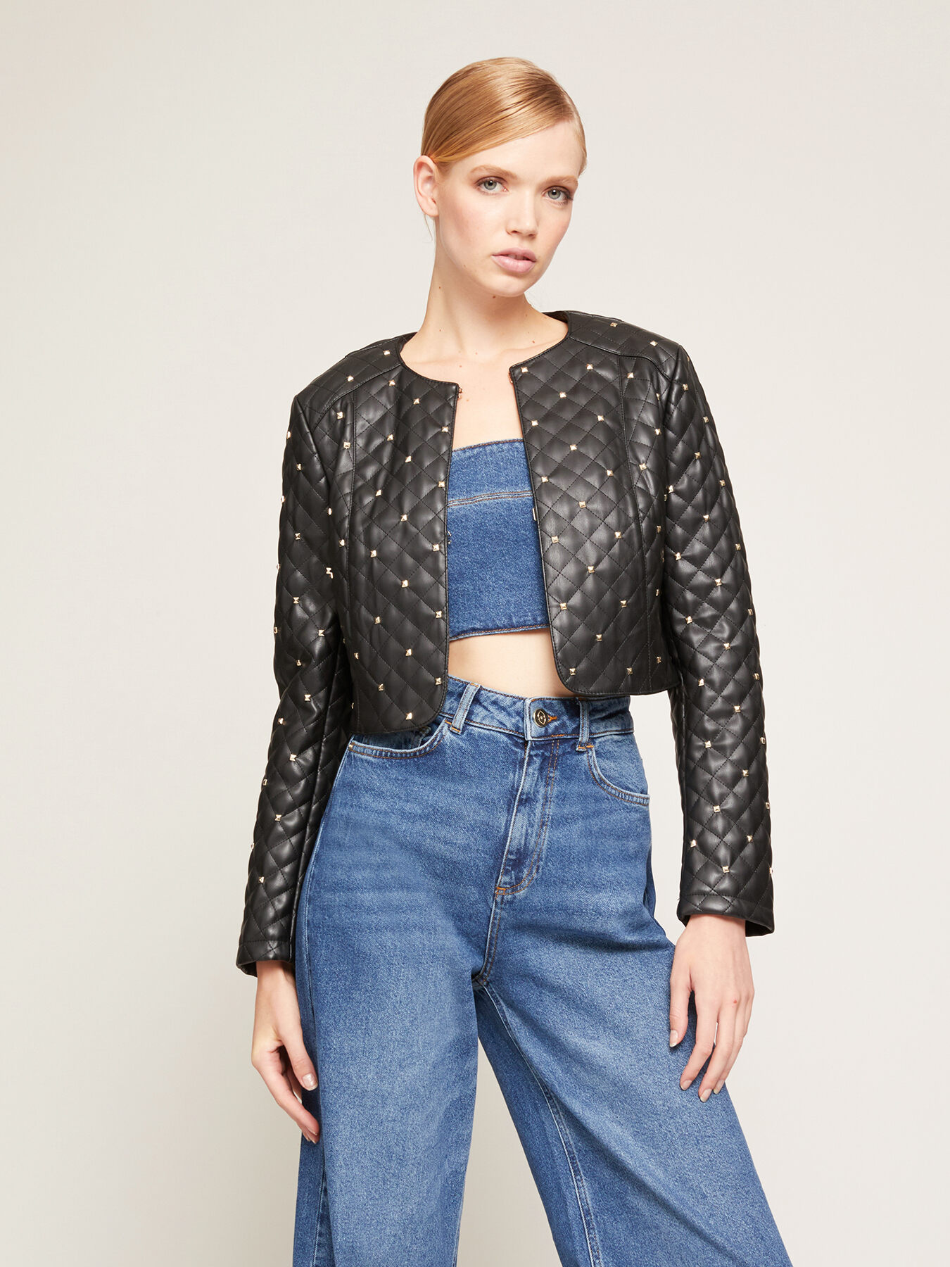 Faux leather bolero on sale jacket