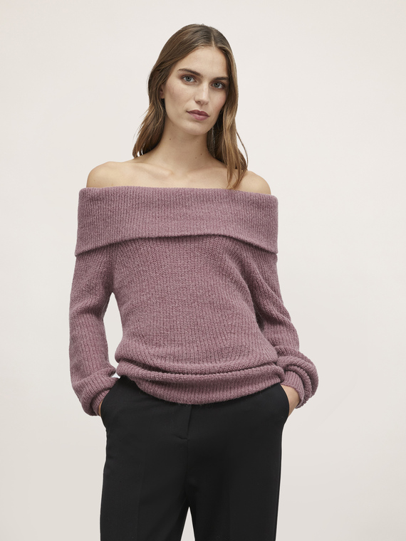 Wool blend off-shoulder sweater