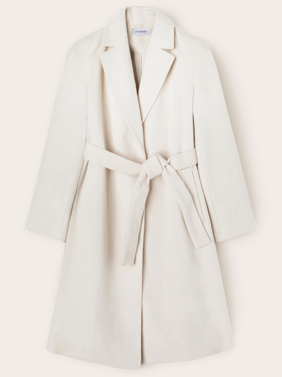 Midi wool blend coat with belt