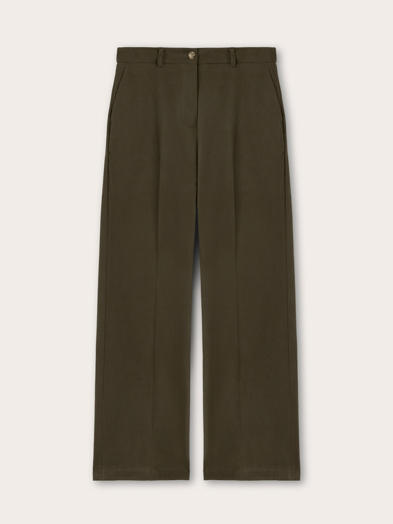 Pantalon large en gabardine