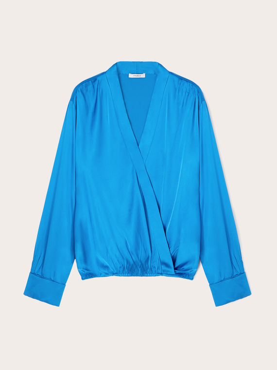 Blusa satin ad incrocio