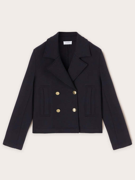 Double-breasted scuba pea coat