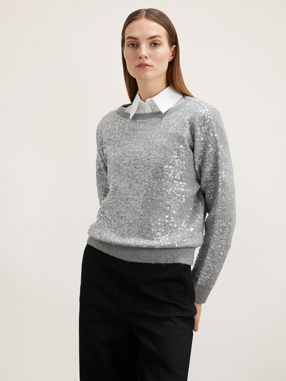 Maglia misto lana full paillettes