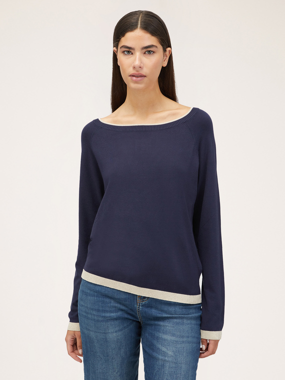 Pullover mit Lurex-Bordüren