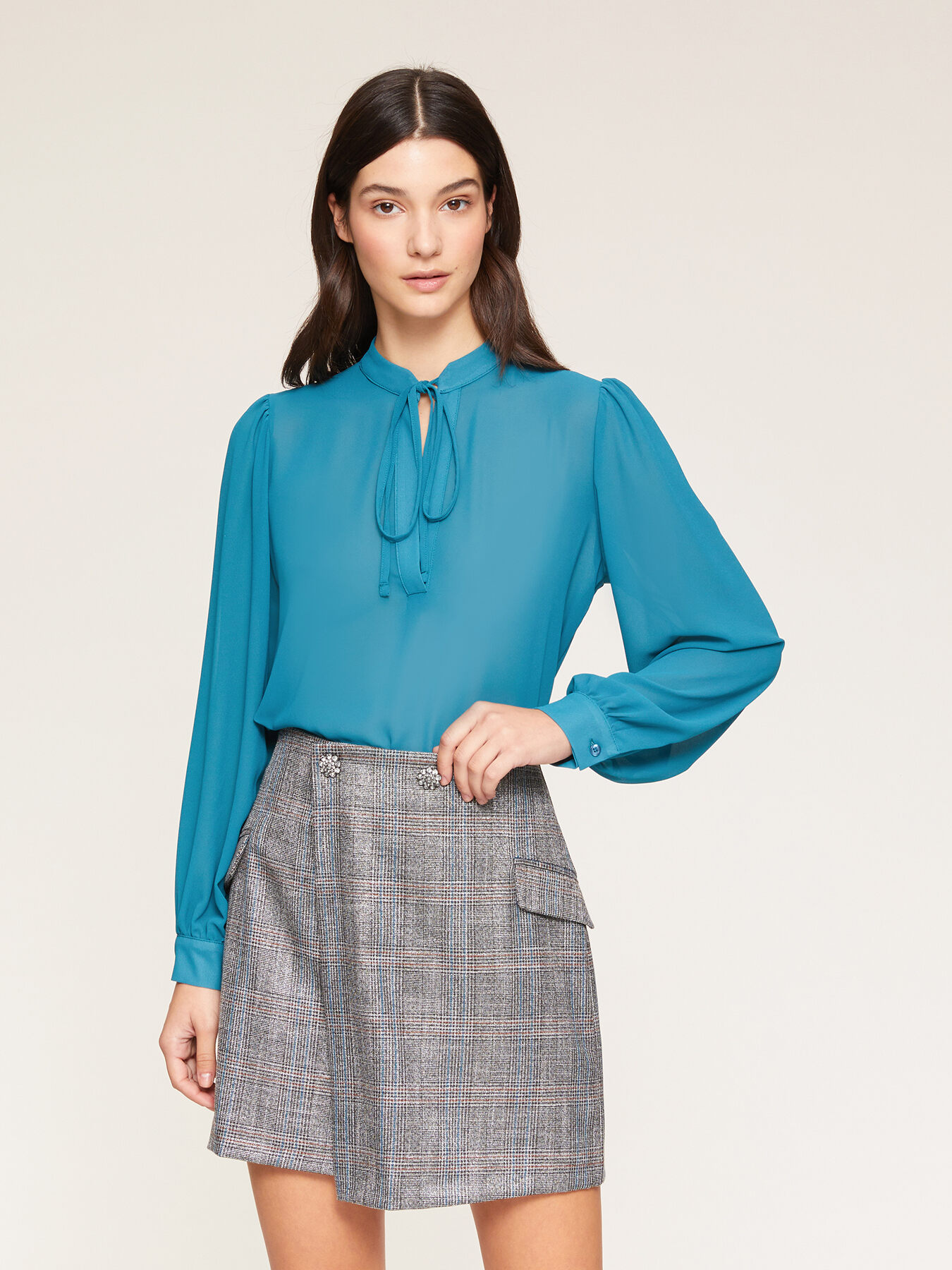 Blouse with keyhole on sale