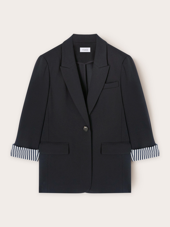 Single-breasted blazer in scuba fabric