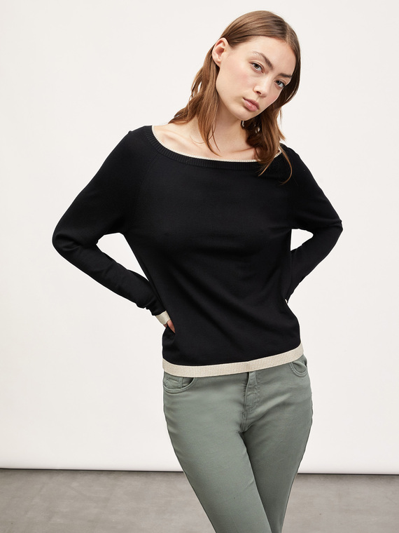 Pullover mit Lurex-Bordüren