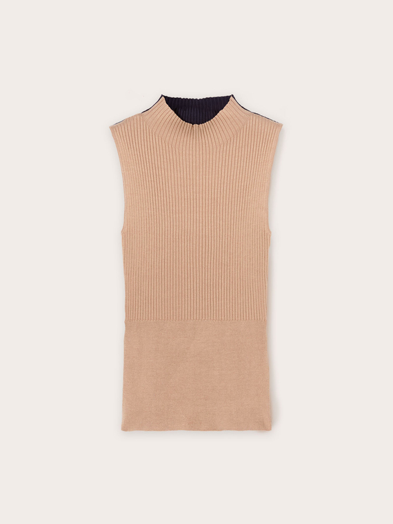 Two-tone knit tank top