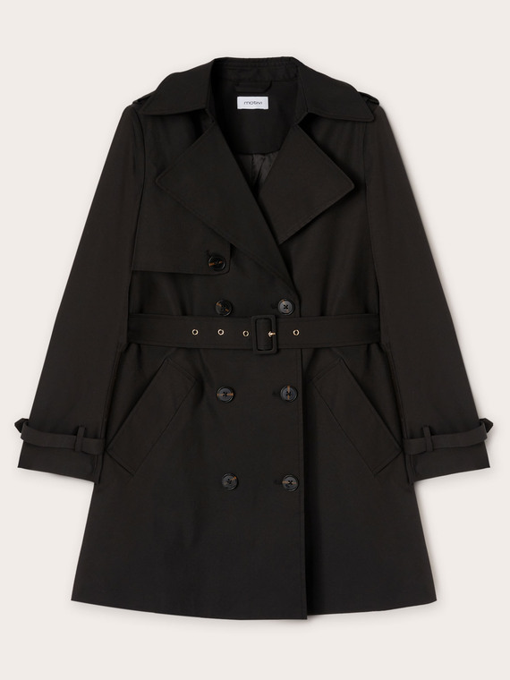 Double-breasted medium length trench coat