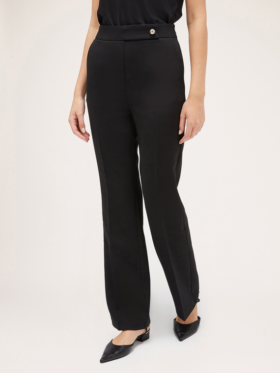 Crepe fabric flared trousers