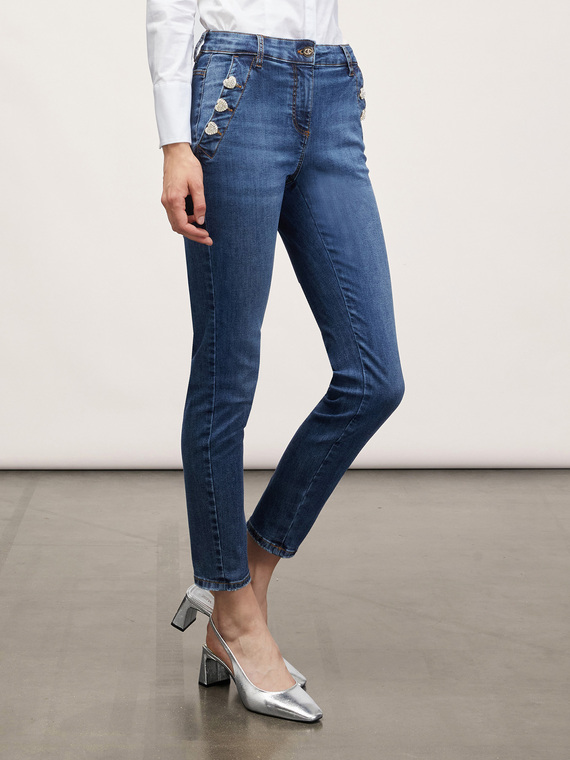 Jeans skinny con motivo bottoni