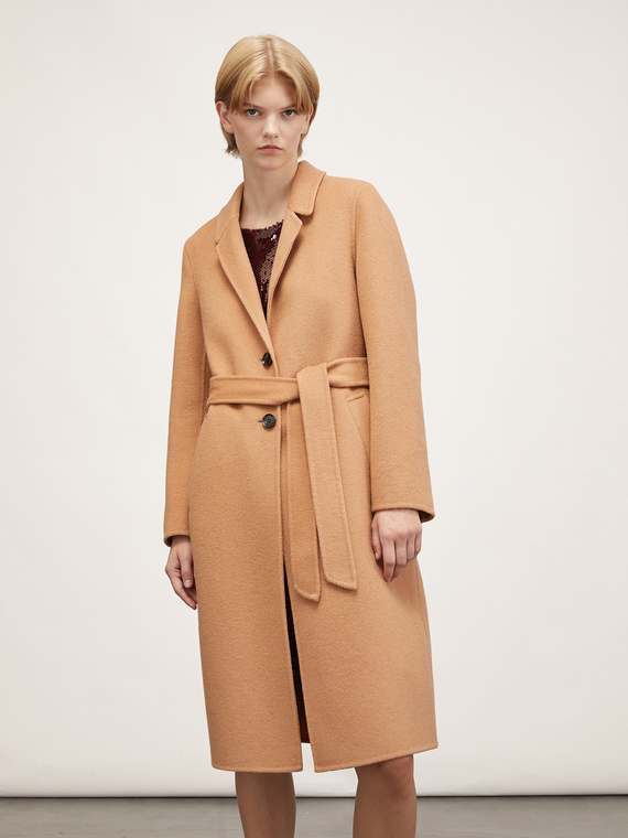 Single-breasted double cloth midi coat