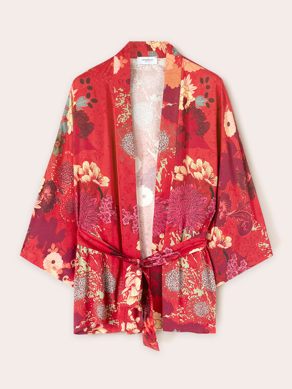 Kimono fantaisie à fleurs