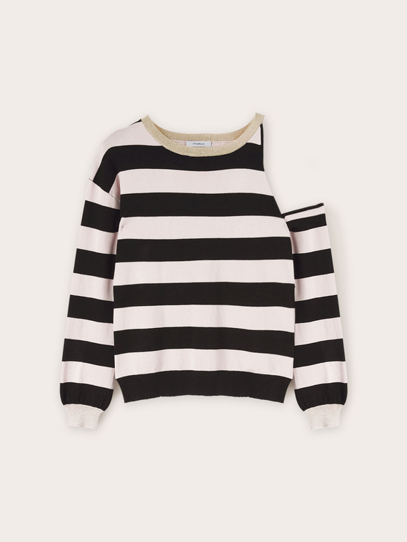 Striped cut-out sweater